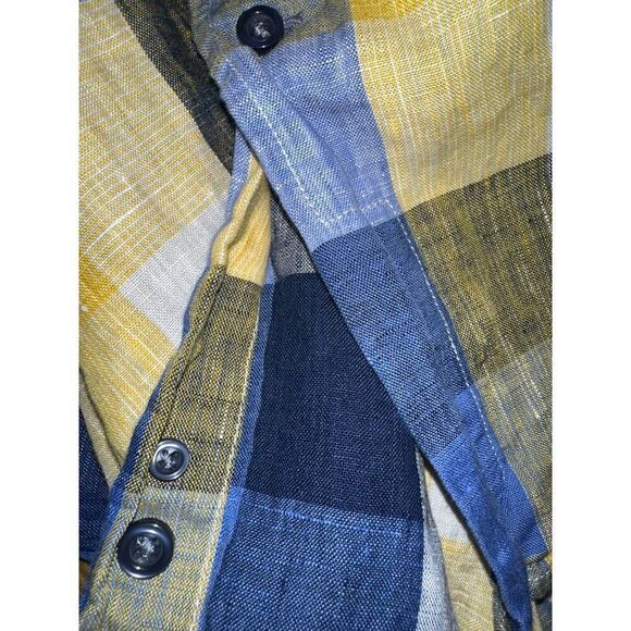 INSERCH Mens Long Sleeve New Multi Color Plaid Shirt 100% LinenSize Large - Picture 10 of 13